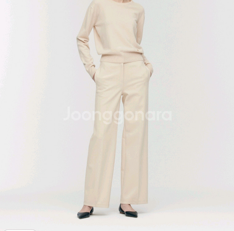 시에 스티치 와이드 트라우저 슬랙스 베이지 S--1