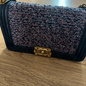 보이 샤넬 트위드&데님 미디움 백