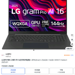 LG 그램 프로 AI 16인치 16Z90TS-GS50K
