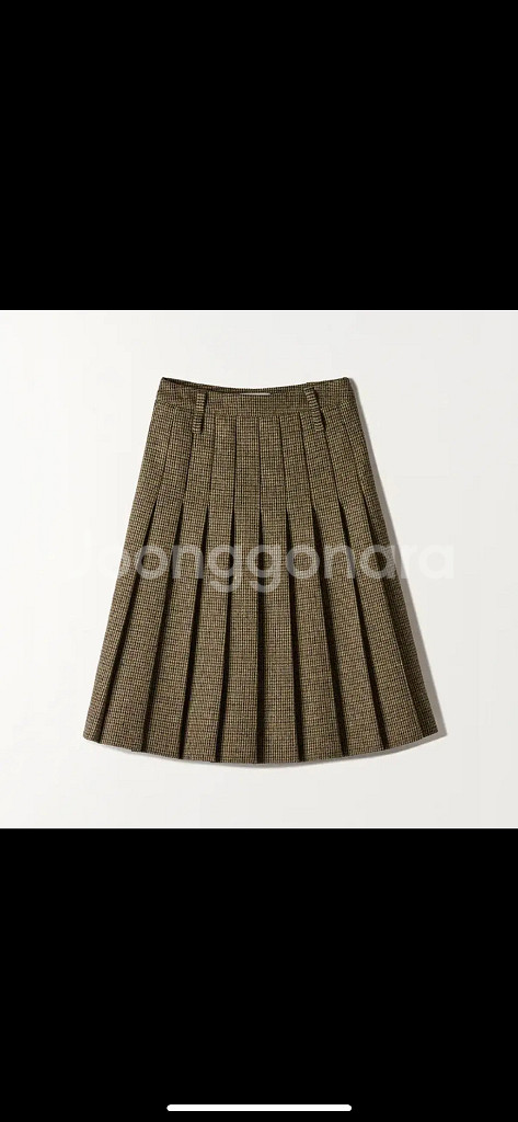 튜드먼트 체크 플리티드 미디 스커트 브라운--1