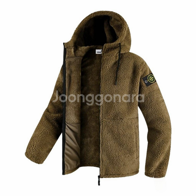 스톤 양털 보아 후드집업--2