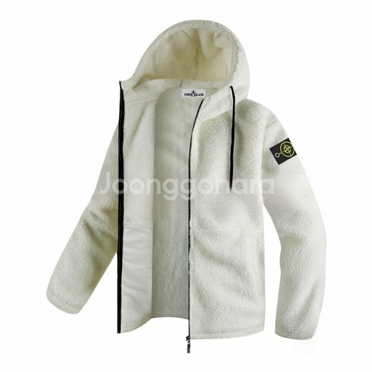 스톤 양털 보아 후드집업--0