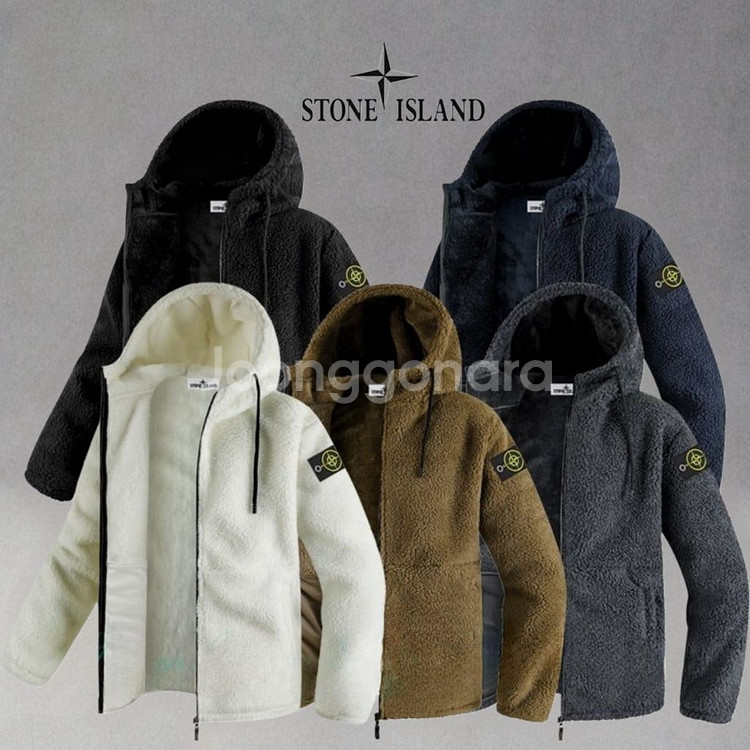 스톤 양털 보아 후드집업--5