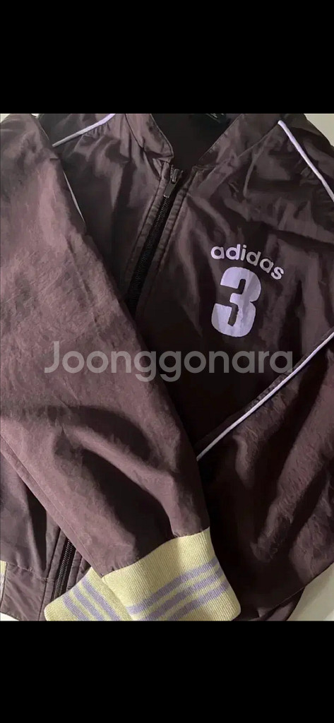 아디다스 3로고 퍼플 크롭 트랙 자켓--1