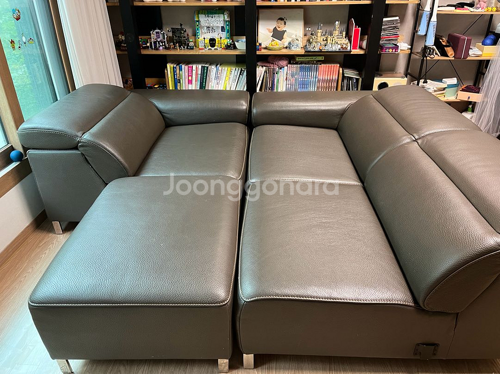 자코모 드렁큰 4인용 가죽 소파--4