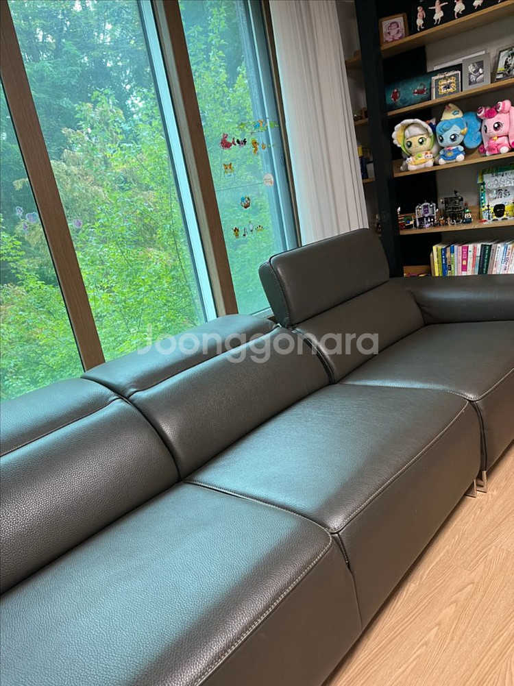 자코모 드렁큰 4인용 가죽 소파--1
