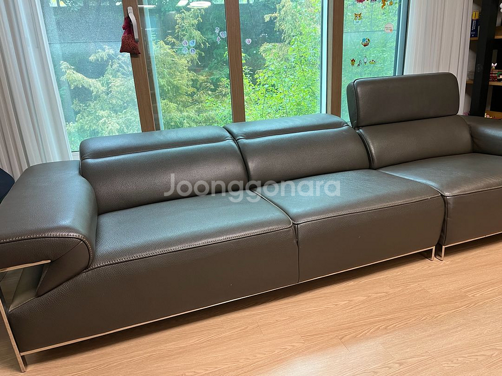자코모 드렁큰 4인용 가죽 소파--2