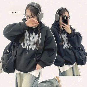 블랙 오버핏 후드티