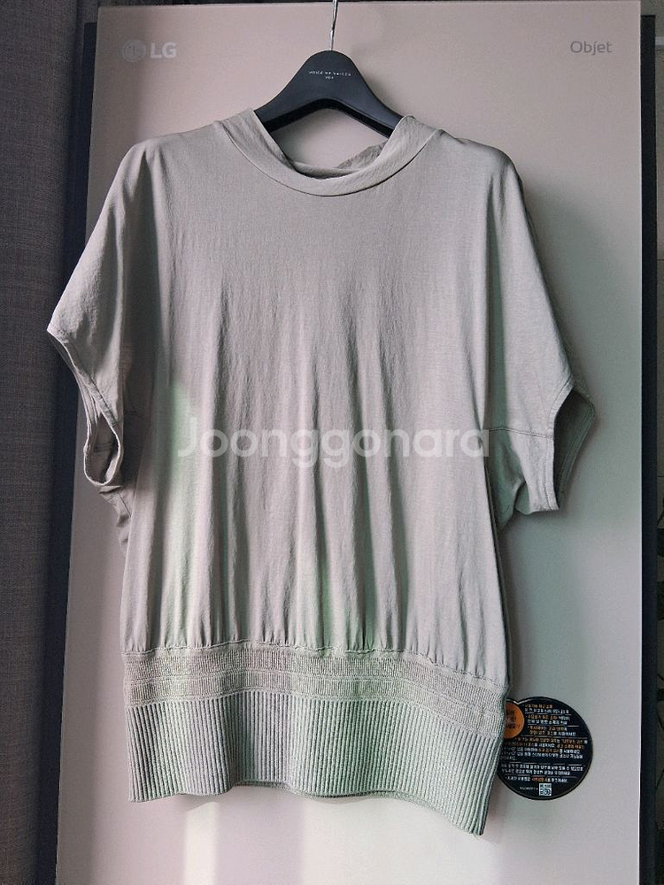 시스템24 텍스처 블록 하프 슬리브 탑--1