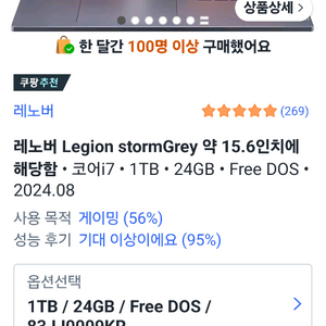 레노버 리전 i7 4060 1tb 24gb