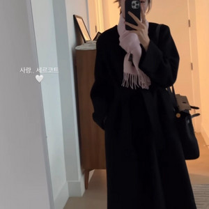 시에 세르 칼라리스 핸드메이드 코트 / 맥시 / 블랙