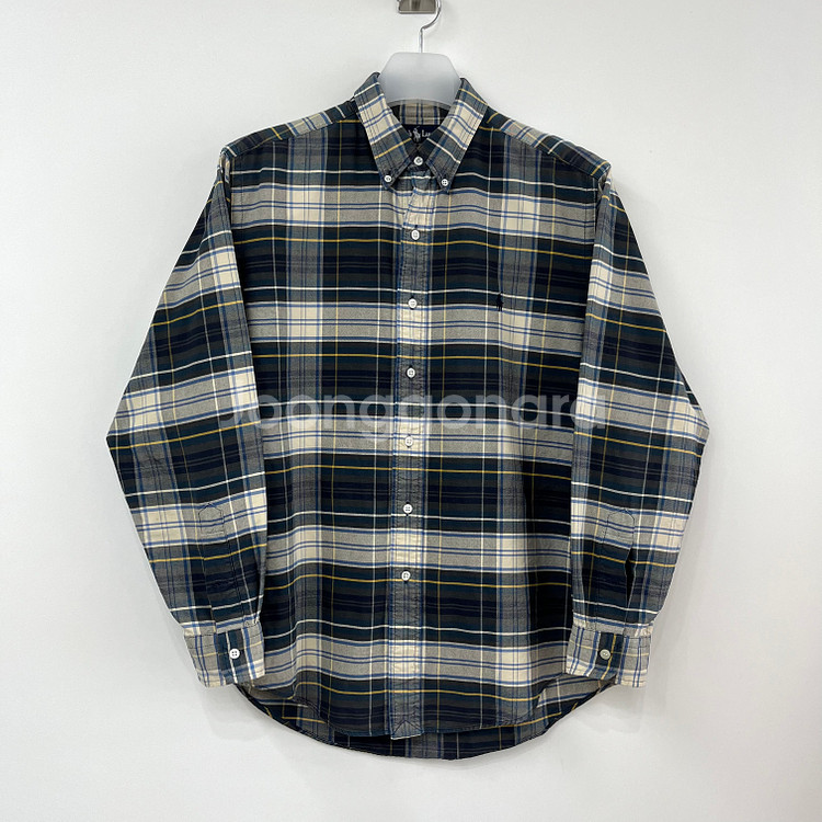 폴로 랄프로렌 90s 그린 브라운 체크 남방 셔츠--1