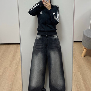 아디다스 딱붙핏 파이어버드 블랙 트랙탑 제니 져지