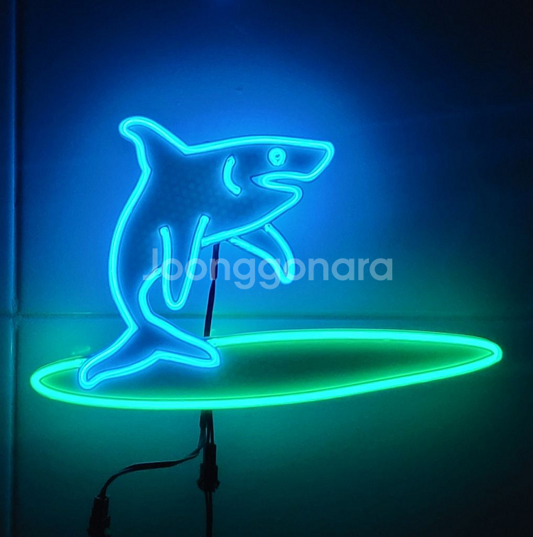 네온사인 상어 서핑 led 조명 램프--0
