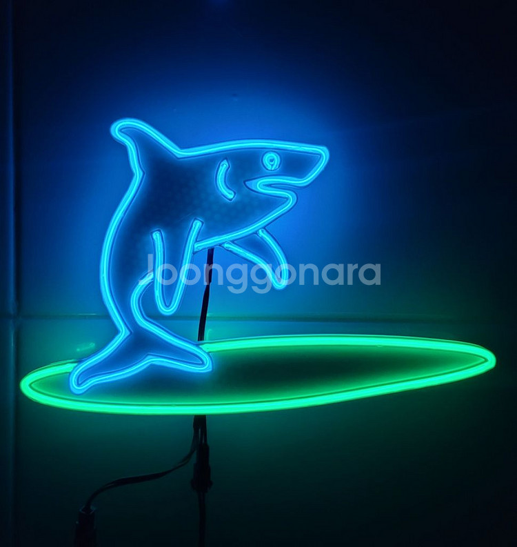 네온사인 상어 서핑 led 조명 램프--1