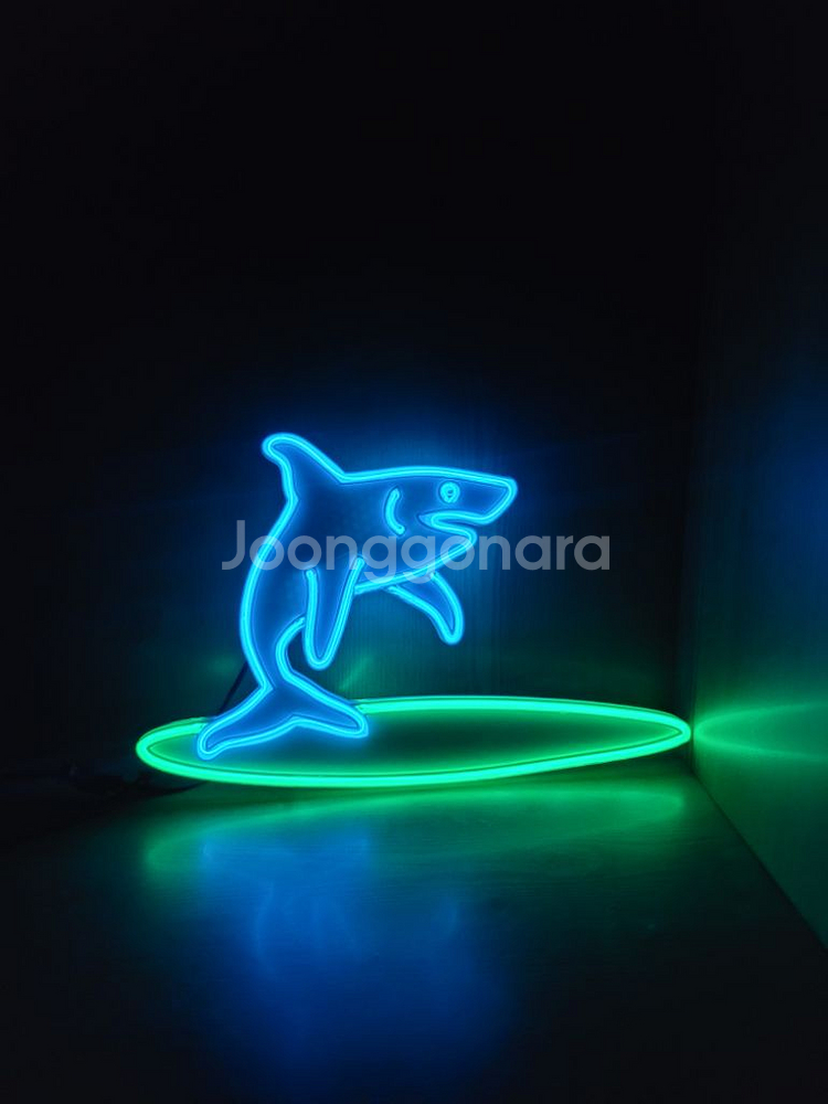네온사인 상어 서핑 led 조명 램프--3
