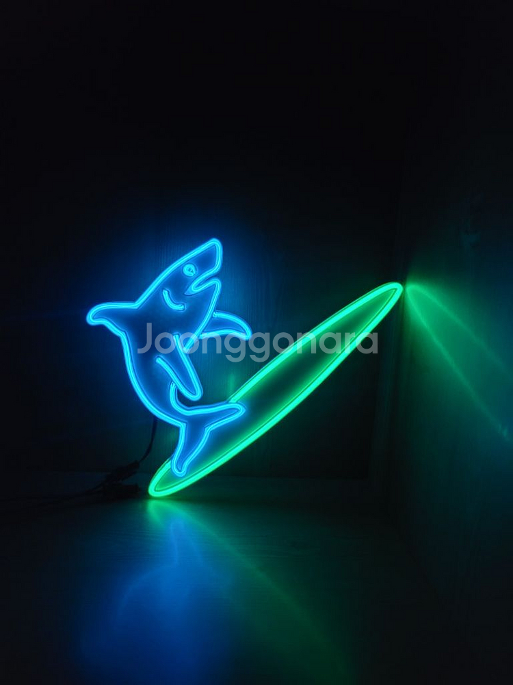 네온사인 상어 서핑 led 조명 램프--4
