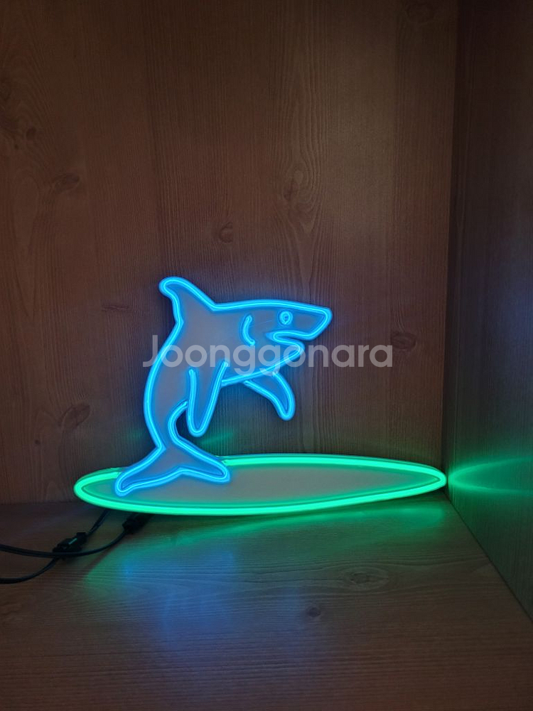네온사인 상어 서핑 led 조명 램프--5