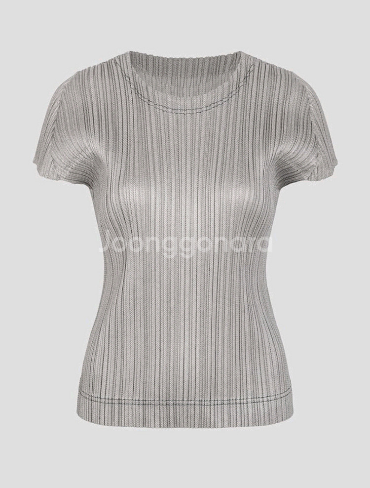 이세이미야케 플리츠플리즈 탑 코튼 데님 탑 화이트 데님 3사이즈--0