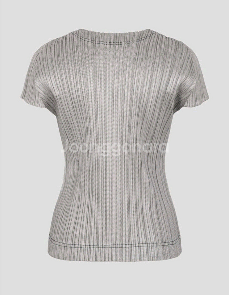 이세이미야케 플리츠플리즈 탑 코튼 데님 탑 화이트 데님 3사이즈--1