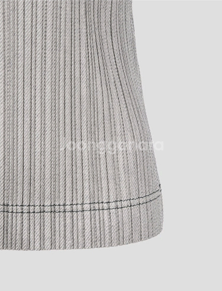 이세이미야케 플리츠플리즈 탑 코튼 데님 탑 화이트 데님 3사이즈--4