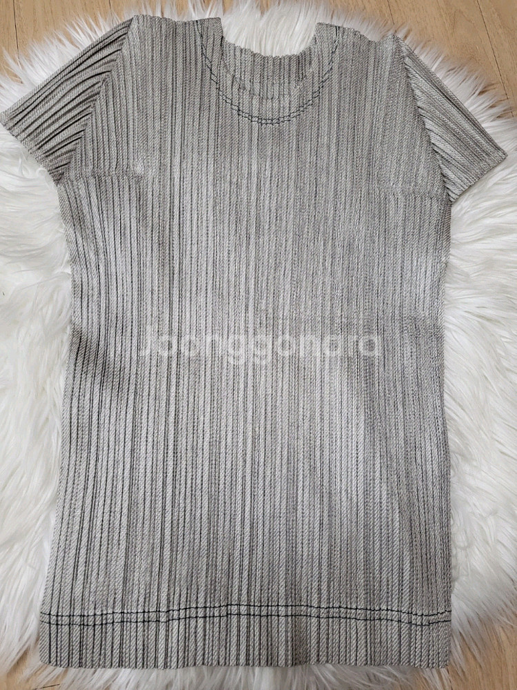 이세이미야케 플리츠플리즈 탑 코튼 데님 탑 화이트 데님 3사이즈--5