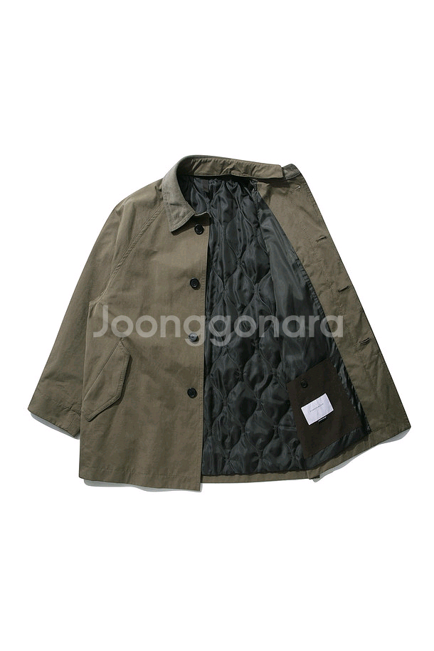 커스텀멜로우 디테처블 코트, 블랙, 카키베이지 각각--4