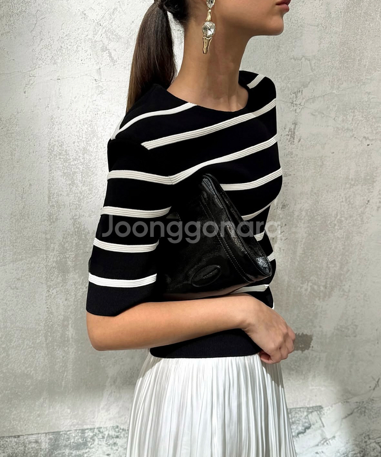 (새상품, 택O)드블 스트라이프 하프 풀오버 아이보리 s--4