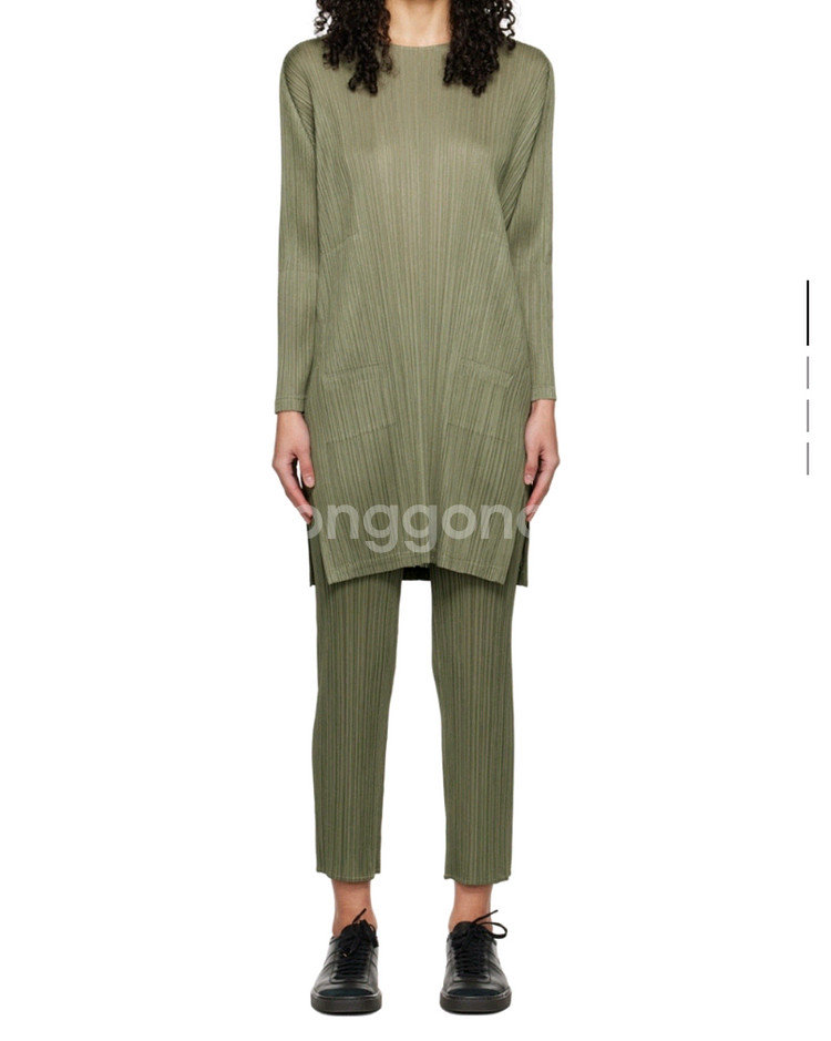 이세이미야케 플리츠플리즈 탑 먼슬리 튜닉 탑 스틸 그린 5사이즈--6