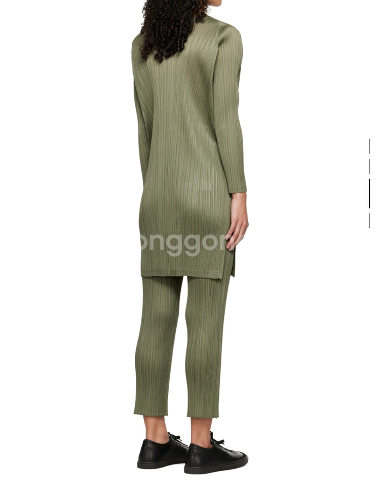 이세이미야케 플리츠플리즈 탑 먼슬리 튜닉 탑 스틸 그린 5사이즈--8