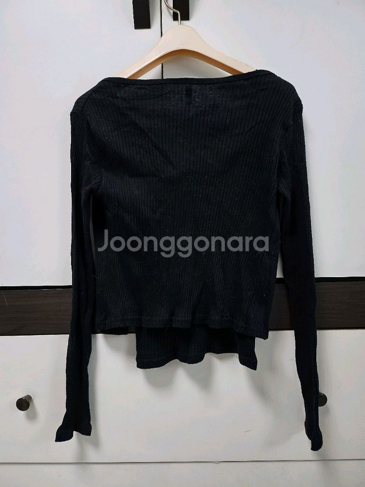 블랙 리본 골지 니트 나시 가디건 세트--1