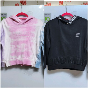 [130-140]애플핑크 크롭후드티 2벌일괄/여아동주니어긴팔