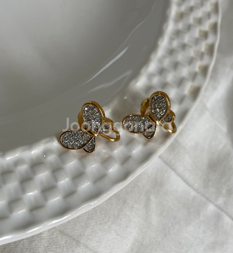 스와로브스키 정품 버터플라이 크리스탈옐로골드컬러 귀걸이--0