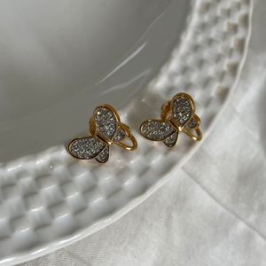 스와로브스키 정품 버터플라이 크리스탈옐로골드컬러 귀걸이