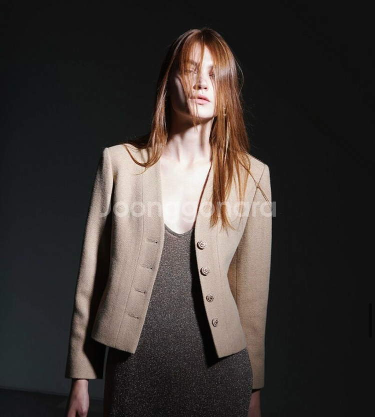 패브릭컬러지 노칼라 숏자켓--0