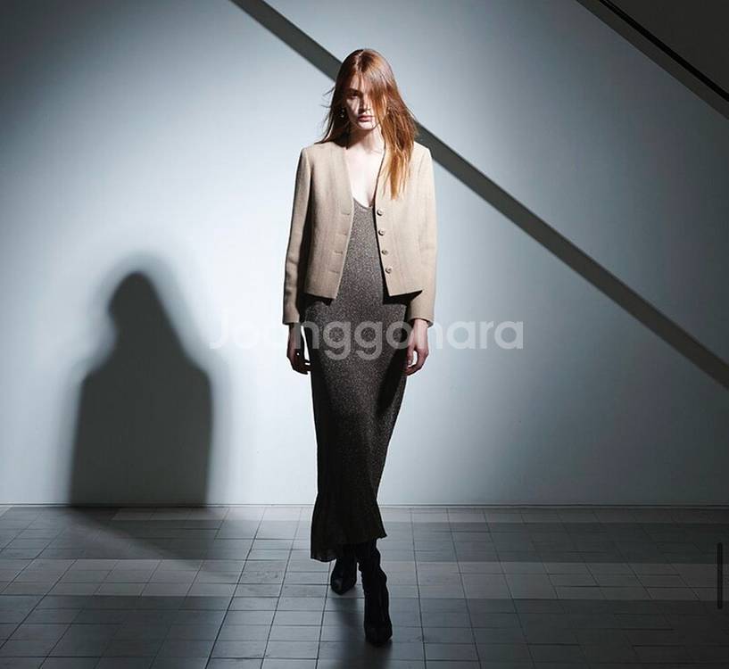 패브릭컬러지 노칼라 숏자켓--1