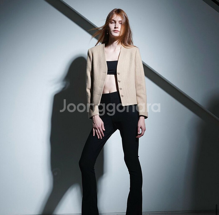 패브릭컬러지 노칼라 숏자켓--3