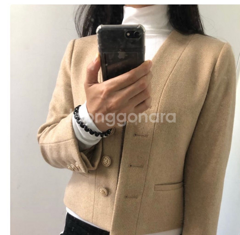 패브릭컬러지 노칼라 숏자켓--5