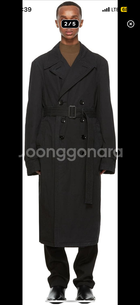 르메르 코튼 트렌치코트 블랙 S--0