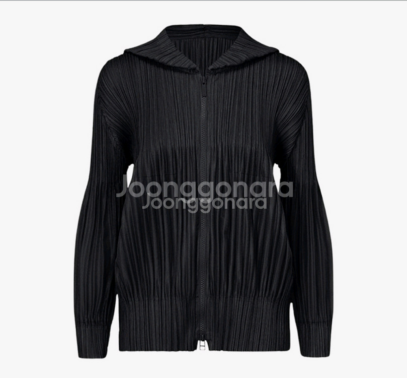 삽니다) 플리츠 플리즈 플러피 후드 자켓 블랙3--0