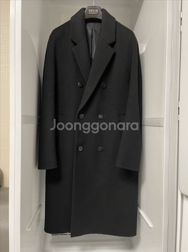 솔리드옴므 21fw 블랙 핸드메이드 캐시미어코트 48--0