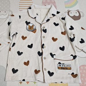 리미떼두두 하트 패턴 잠옷 세트 XXL+베어조끼