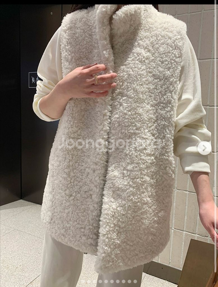 택0 시착만함)리앙쥬양털코트 리앙쥬양털베스트 베스트 아이보리--2