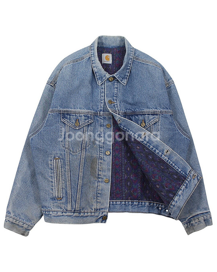 1990s USA 칼하트 J62 DNM 사우스웨스트 워시드 데님 자켓 빈티지 미국제--0