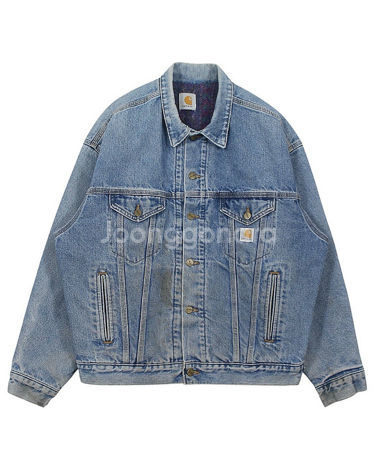 1990s USA 칼하트 J62 DNM 사우스웨스트 워시드 데님 자켓 빈티지 미국제--1