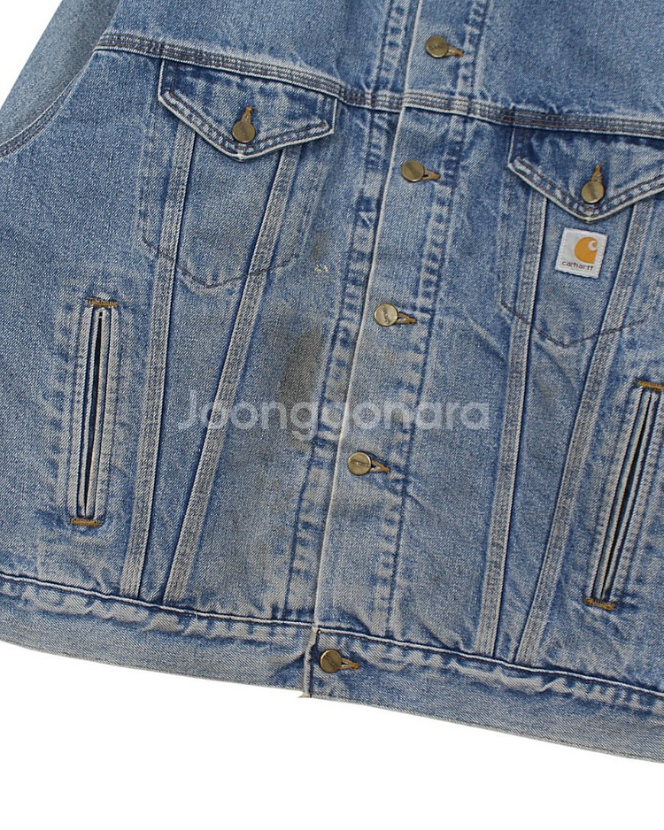1990s USA 칼하트 J62 DNM 사우스웨스트 워시드 데님 자켓 빈티지 미국제--7