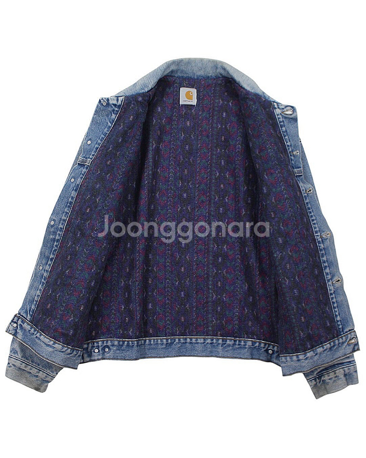 1990s USA 칼하트 J62 DNM 사우스웨스트 워시드 데님 자켓 빈티지 미국제--3