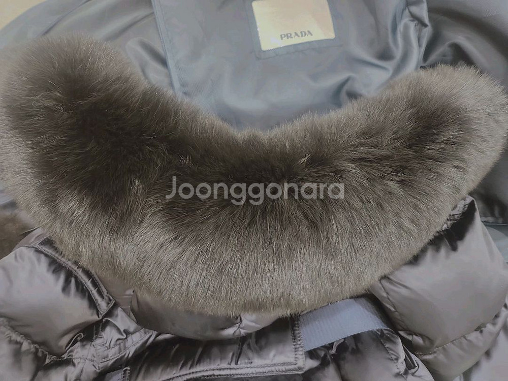프라다 테슬 리얼 퍼 후드 패딩 정품--6
