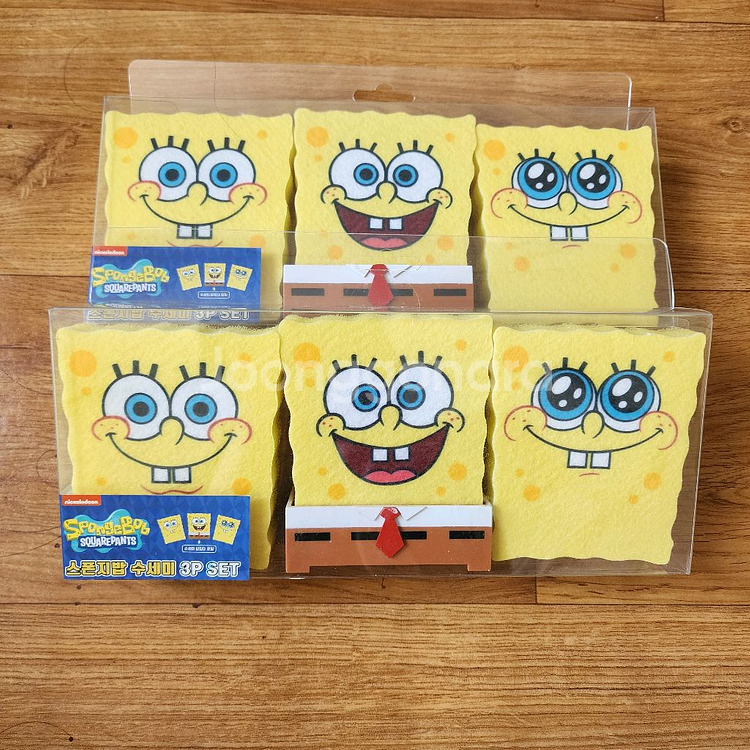 새상품)스폰지밥 수세미 데려가세요!(1세트 3개입)--0