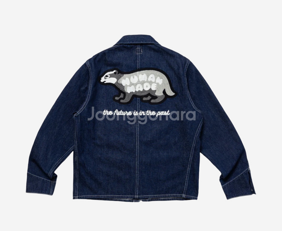 [L] 휴먼 메이드 데님 숏 커버롤 자켓 인디고--1